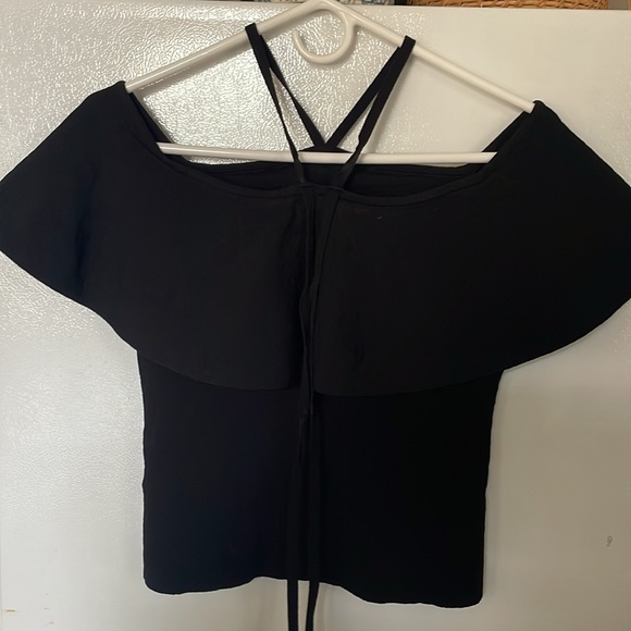 Club Monaco Small Black Off-Shoulder Women's‎ Top Adjustable Halter Straps - Picture 5 of 8